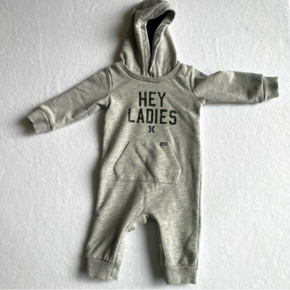 Hurley Baby Long-Sleeve Hooded One-Piece Jumpsuit Romper 6-9m Cozy - Picture 1 of 7